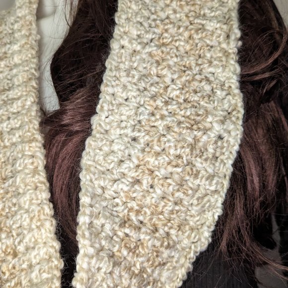Hand Crafted Soft Cream Crochet Mini Infinity Scarf - Picture 2 of 3
